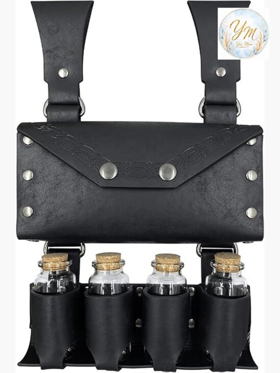 Handbags - Medieval Alchemy Faux Leather Belt Bag with Potion Vials, LARP Ren Faire Waist